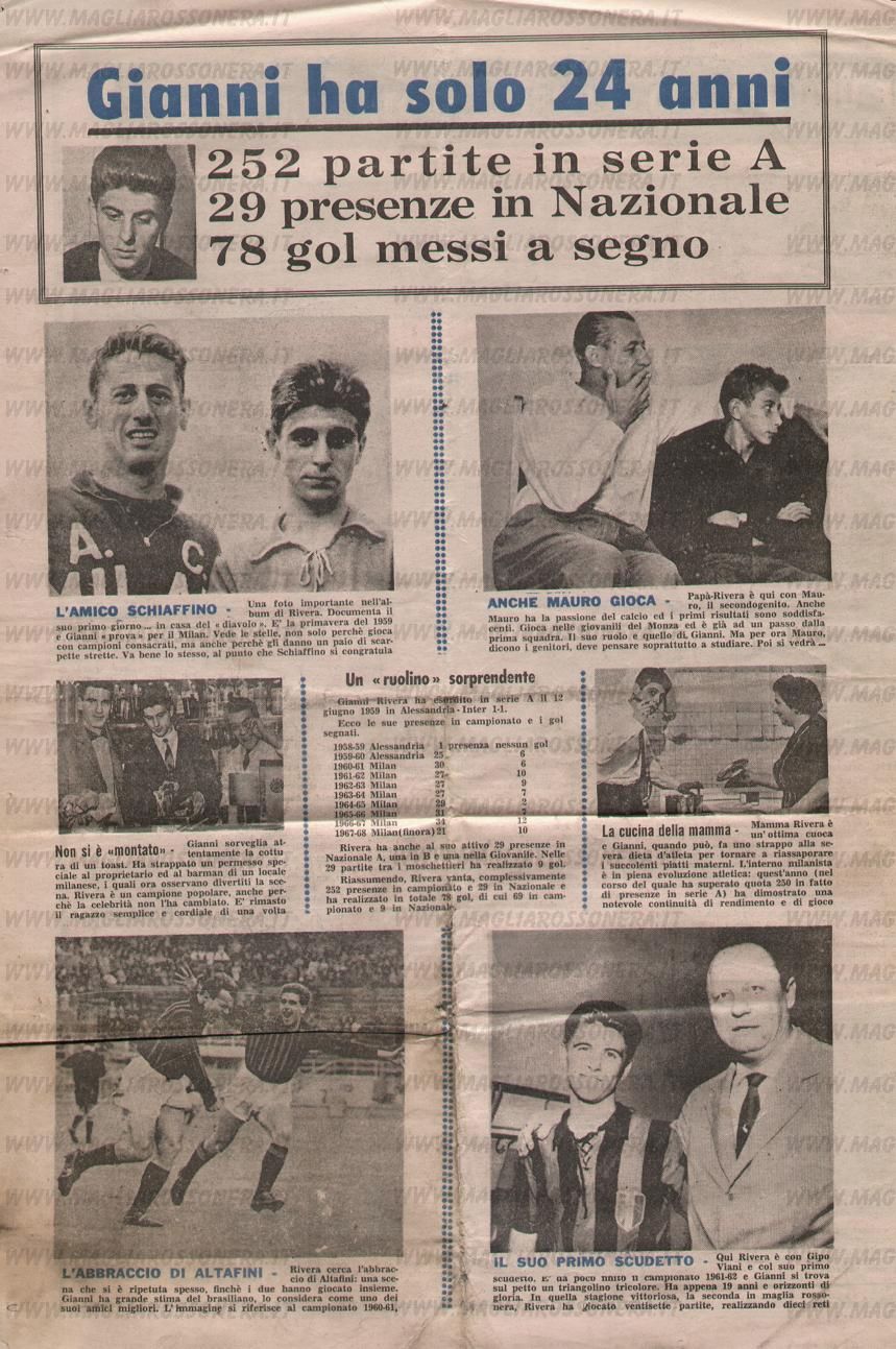 Craque Imortal – Rivera 28 Gazzetta dello Sport dos anos 60 destaca os números de Rivera à época.