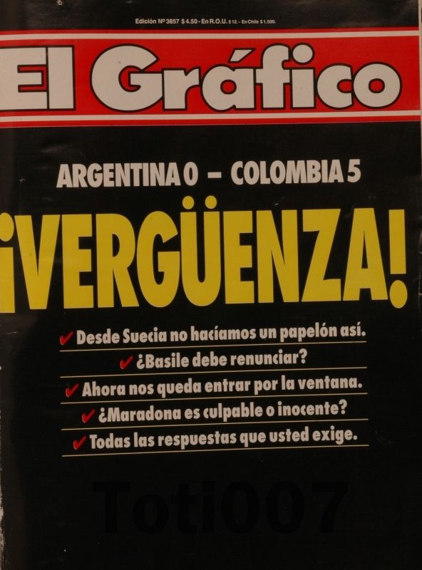 Jogos Eternos – Argentina 0x5 Colômbia 1993 15 ... Consternação do lado argentino.